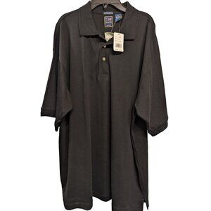 NWT T. Harris London Polo shirt Mens XL Black‎ Pima Cotton Pullover Short Sleeve